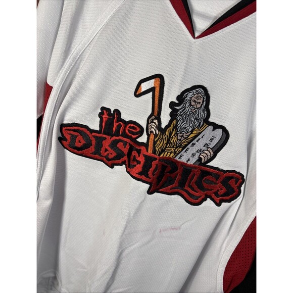 The Disciples Hockey Jersey Religion Funny Embroidery 7 White Needs Repair Large - Picture 2 of 10